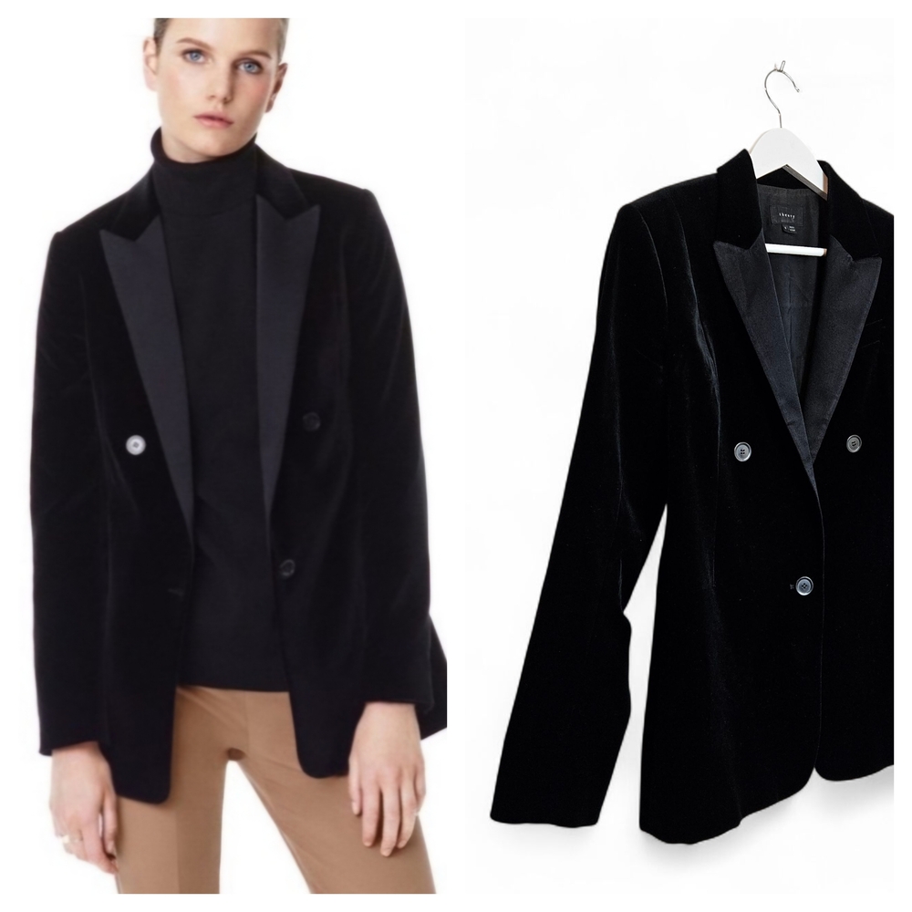 Theory Kevina Matte Velveteen Stretch Cotton Velvet Jacket Blazer Women’s 8